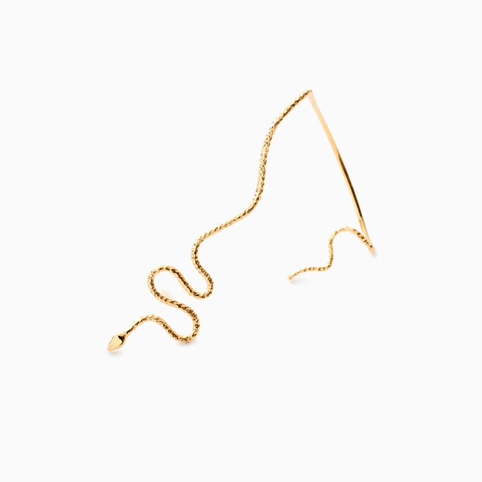 Single earring Chai in Vermeil, packshot for sarah vankaster jewelry, serpent collection