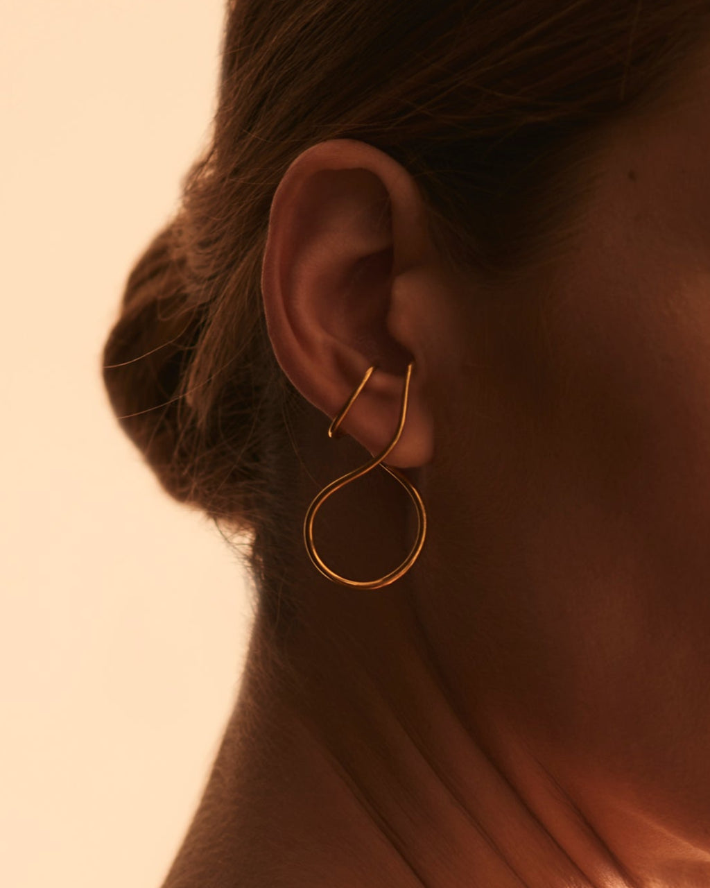 Ezili Earrings in Vermeil, Worn, Sarah Vankaster Handmade Jewelry, Flow Collcetion 