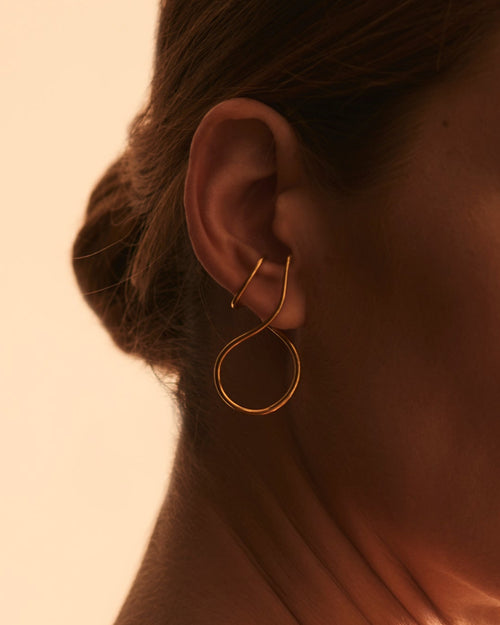 Ezili Earrings in Vermeil, Worn, Sarah Vankaster Handmade Jewelry, Flow Collcetion 