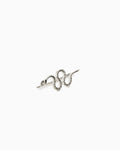 Kaa Earring in Silver, Packshot, Sarah Vankaster Handmade Jewelry, Serpent Collection