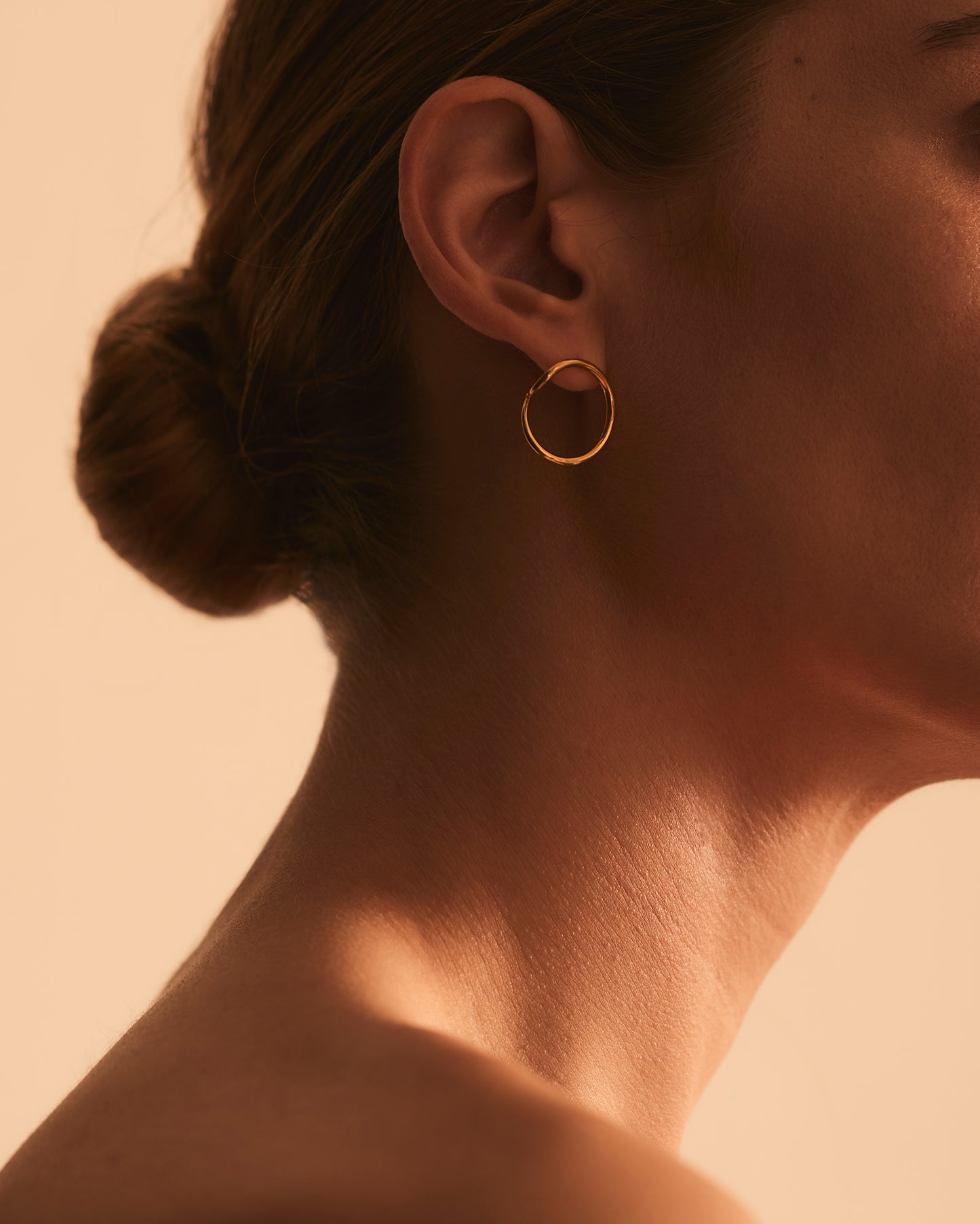 Kote Earrings in Vermeil, Worn, Sarah Vankaster Handmade Jewelry, Flow Collection